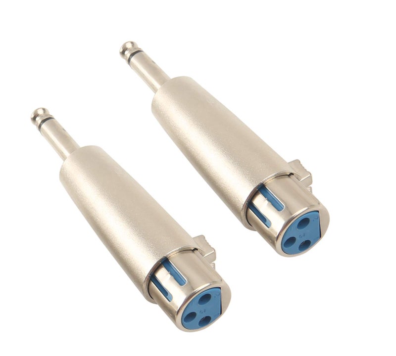Devinal Professional 6.35mm 1/4 Inch Mono Male Plug to 3 Pin XLR Female Jack Stereo Audio Microphone Adapter Converter Connector (2 Pack) - Image 1